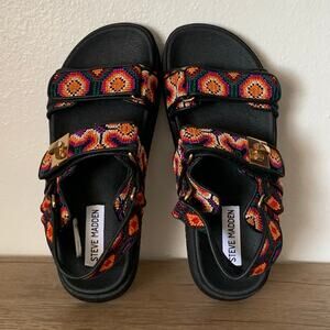 Steve Madden Mona Sandal Vibrant Colorful Womens 6 / Youth 4.5 Three Strap Bold